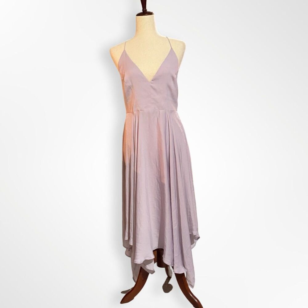 Kimchi Blue, Vida Satin Handkerchief Dress Lavender 8 Whimsical Dreamy Backless